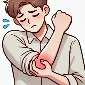 팔꿈치를 아파하는 남자