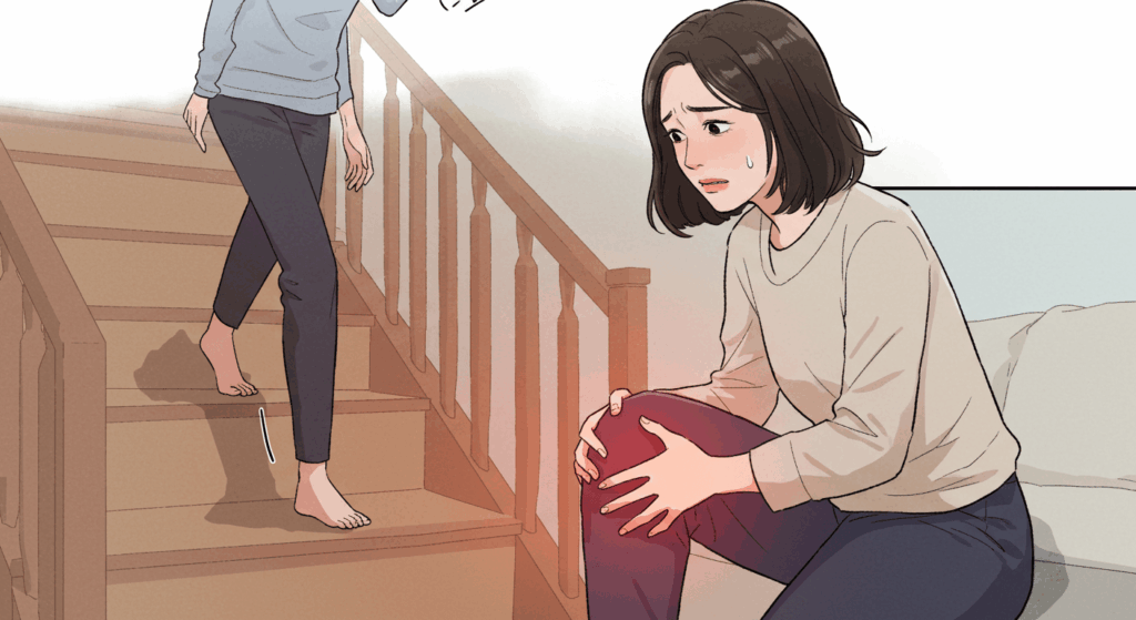 무릎 붓기, 소리, 걸림
